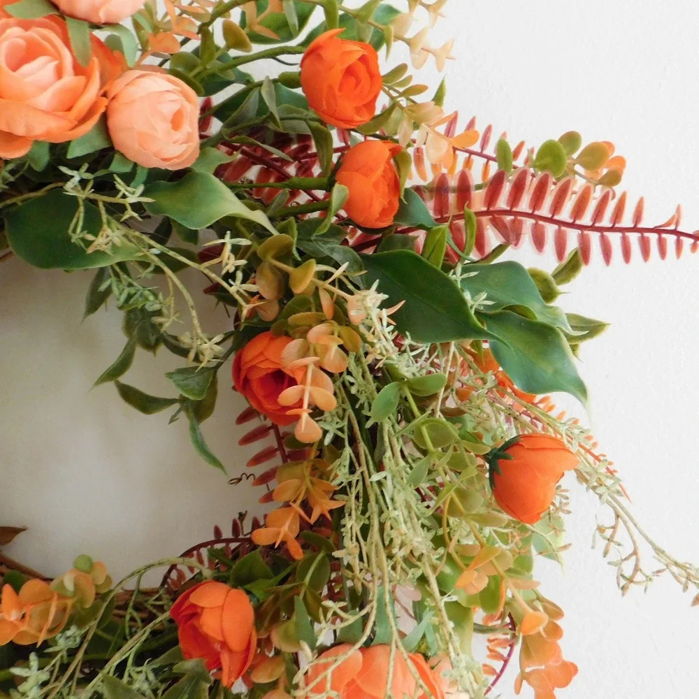 Late Summer Early Fall Small Wreath Fall Decor Orange Flowers Housewarming gift